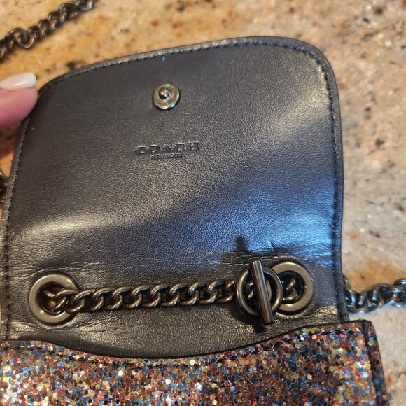 Coach North/South Phone Crossbody Rainbow Navy Blue Glitter Limited Edition - Picture 10 of 16